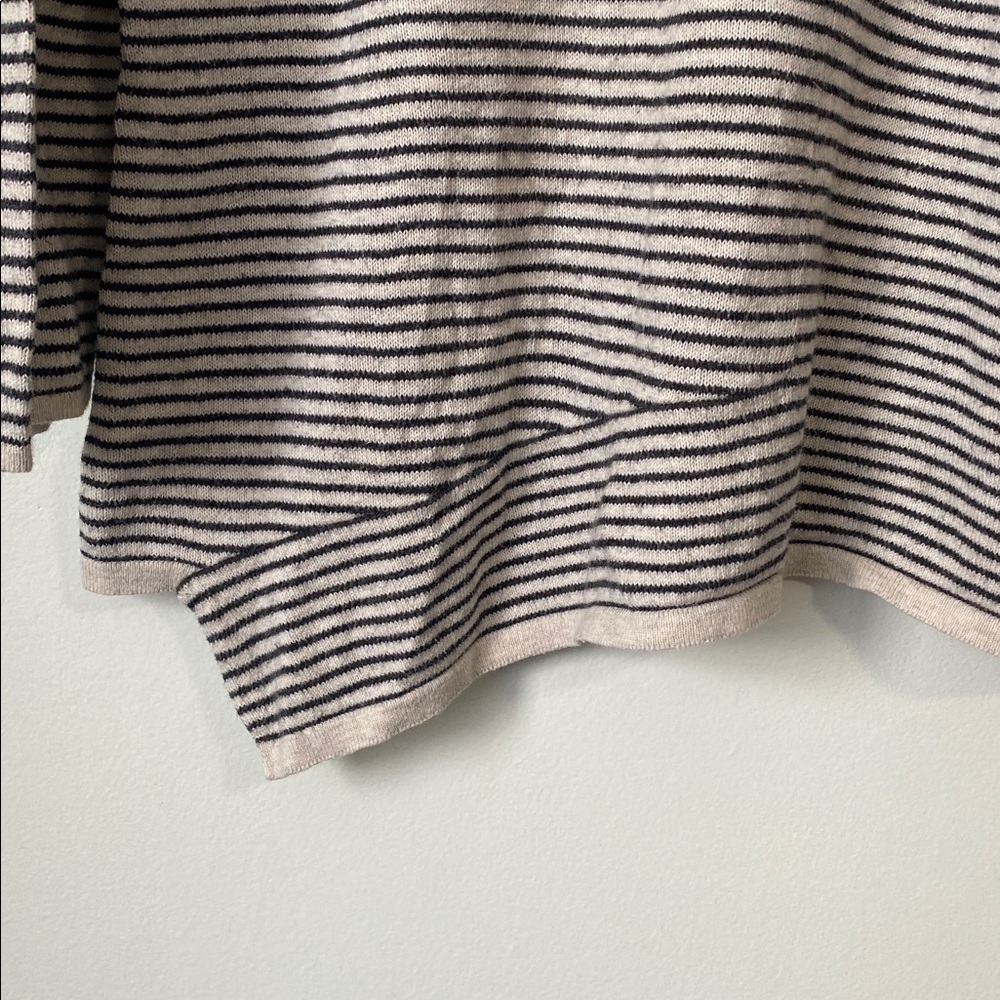 Pure Jill J. Jill Black White Cotton Cashmere Striped asymmetrical hem Sweater S - Picture 3 of 10